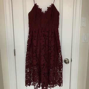 Anthropologie Renata burgundy lace dress